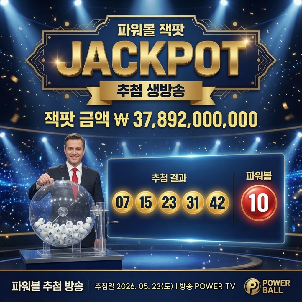 파워볼 잭팟 발표 화면